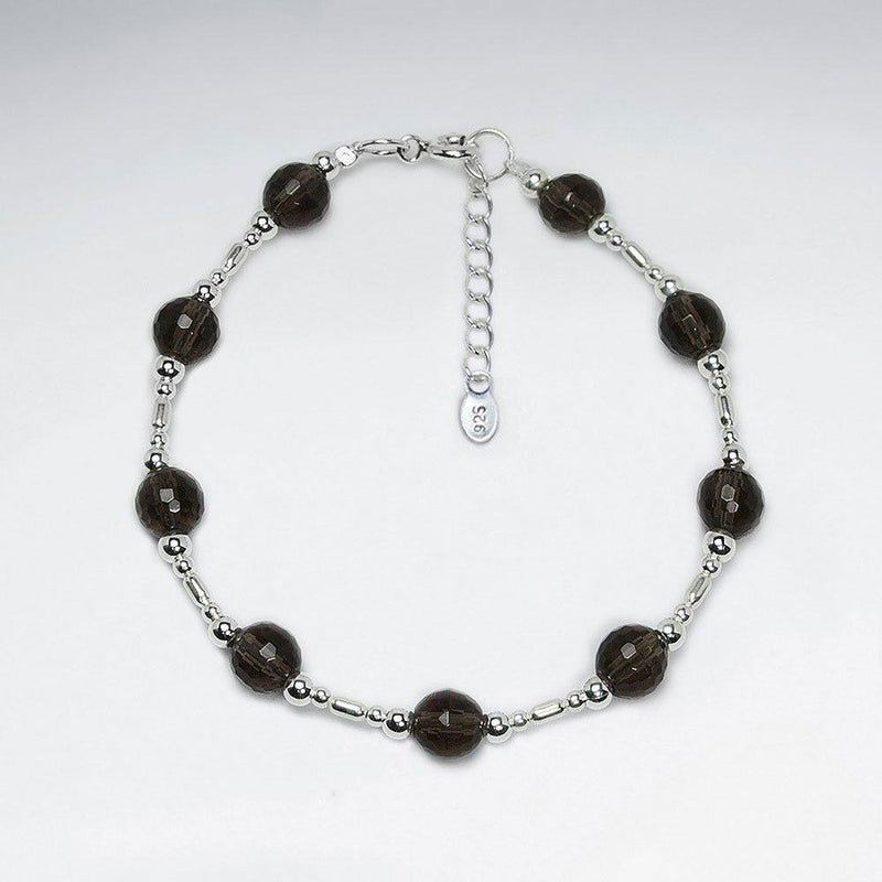Round Smoky Quartz Beads Bracelet