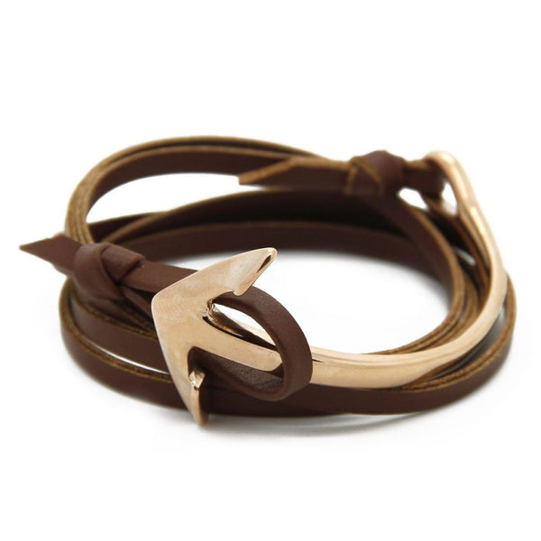 Anchor Brown Leather Bracelet - Roano Collection 