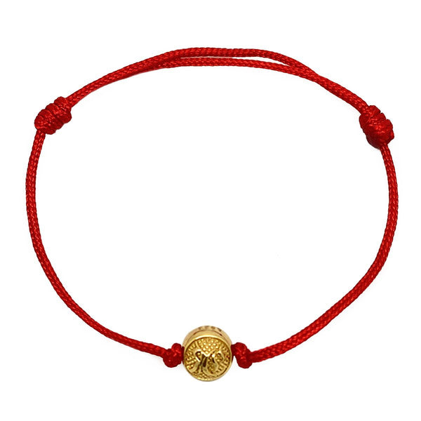 Red Cord Bracelet with Gold