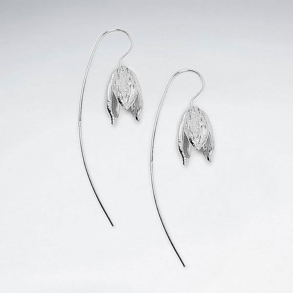 Drooping Bloom Silver Earrings Dangle