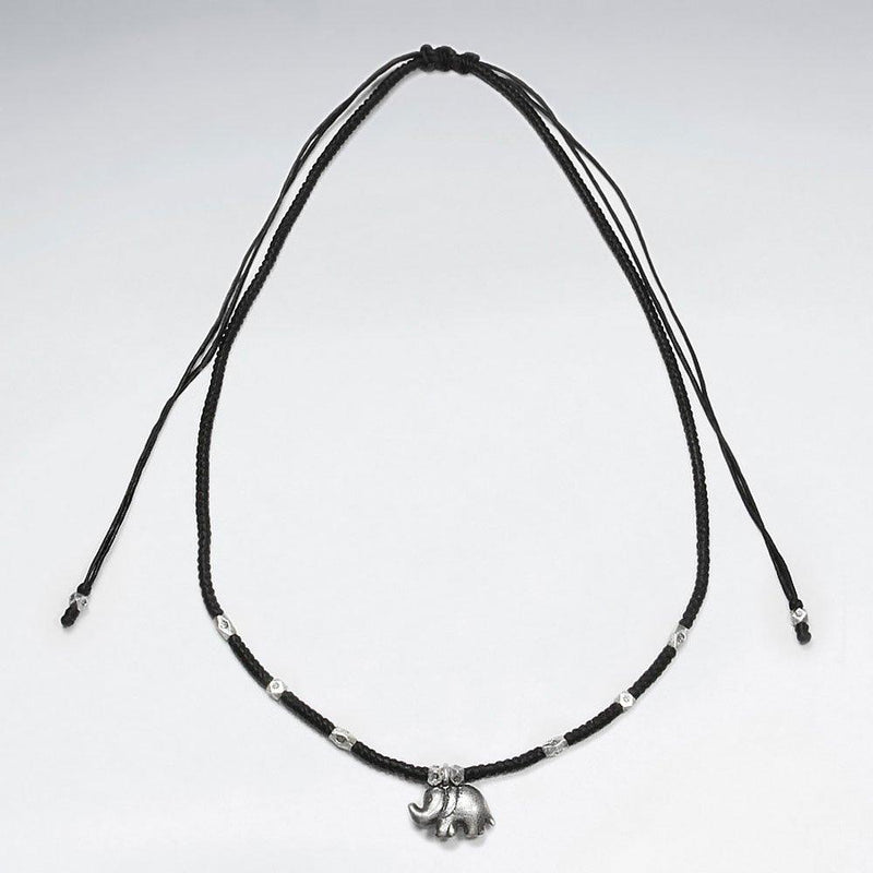 Elephant Necklace Macrame - Sterling Silver Sterling Silver Pendant Roano Collection 