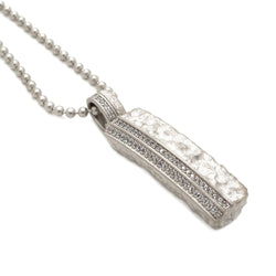 Men Hammered Silver Tag necklace