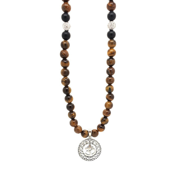 OM tiger eye men's necklace 