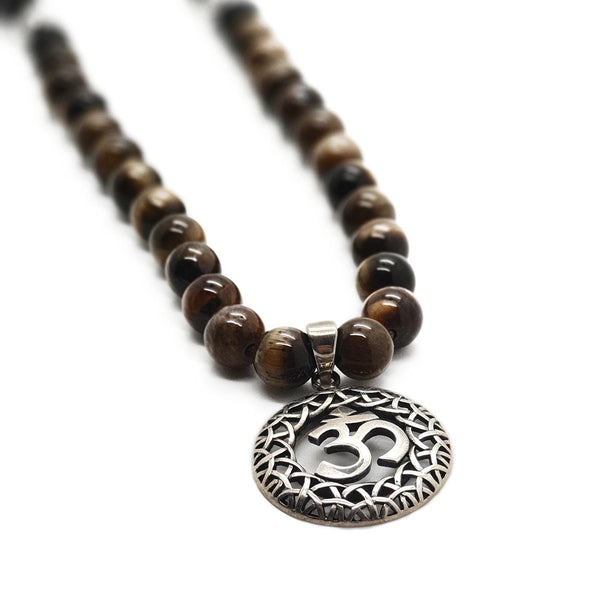 OM tiger eye men's necklace 