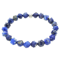 Diamond cut lapis lazuli bracelet