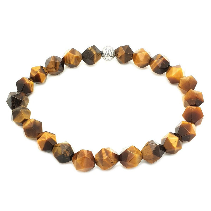 The Diamond Cut Simple Stones Bracelet Beaded bracelet men bracelet women bracelet Roano Collection XS (13-14 CM) tiger-eye 
