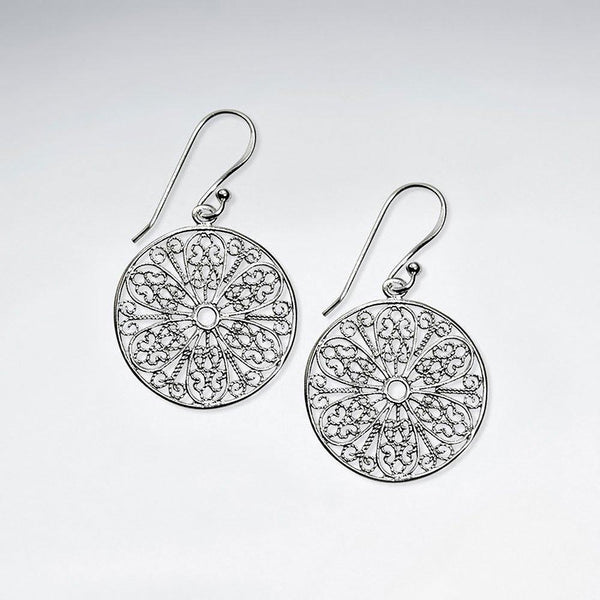 Round Silver Earrings Dangle - Roano Collection