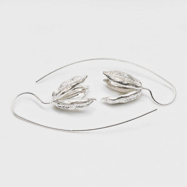 Drooping Bloom Silver Earrings Dangle