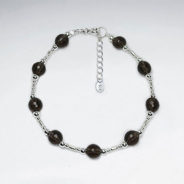 Round Smoky Quartz Beads Bracelet