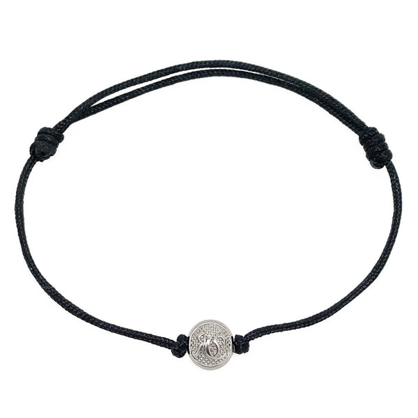 Black Cord Bracelet with Silver 