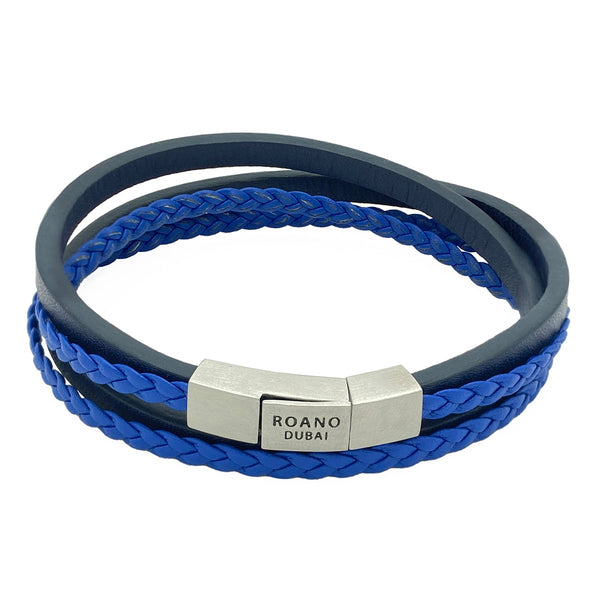 Blue Multi Strand Bracelet Leather Bracelet Roano Collection 