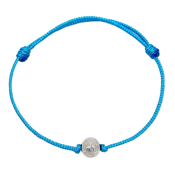 Blue Cord Bracelet with Silver 