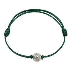 Green Cord Bracelet with Silver