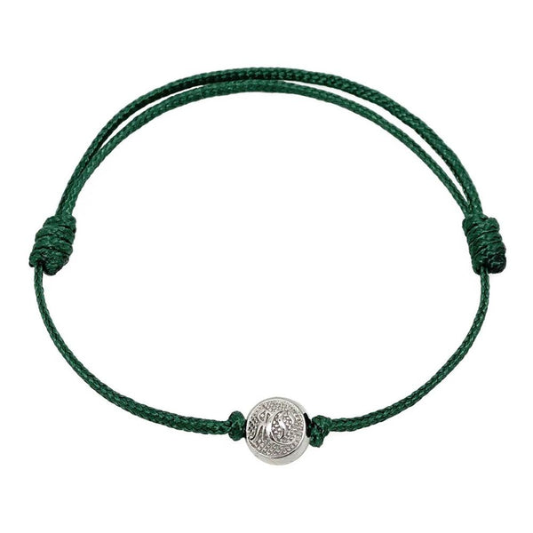 Green Cord Bracelet with Silver