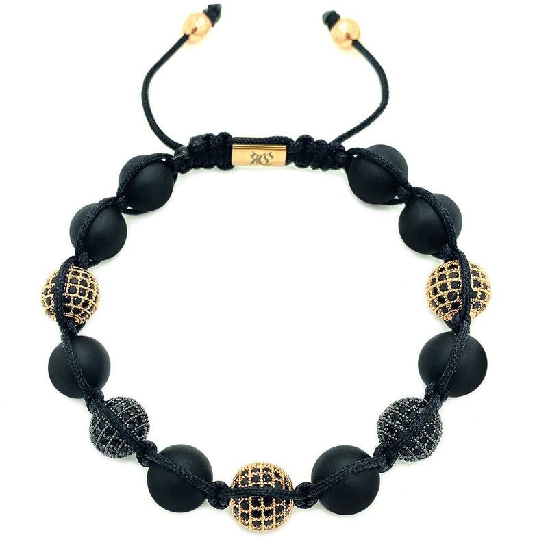 Onyx Beaded Bracelet Black & Rose Gold 