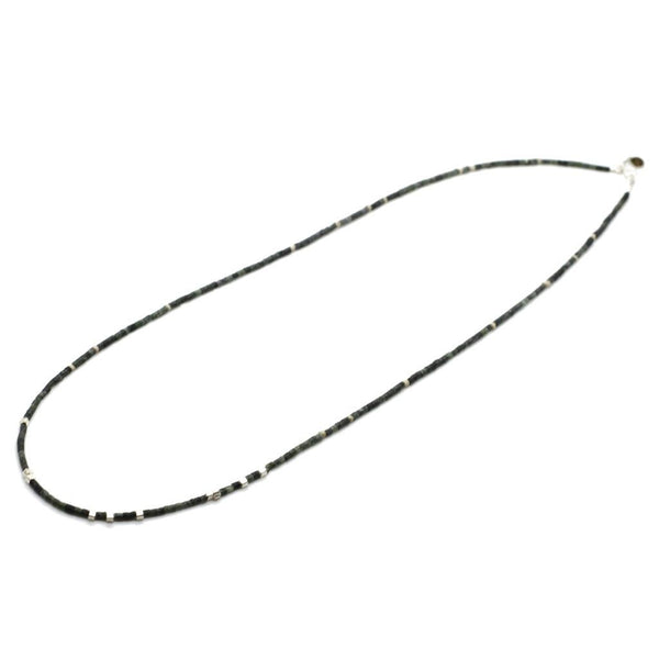 Dark Green Jade Strand Necklace - Sterling Silver Beaded Necklaces Roano Collection 