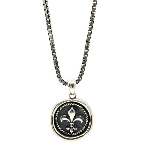 Fleur De Lis Silver Men Necklace Roano Collection 