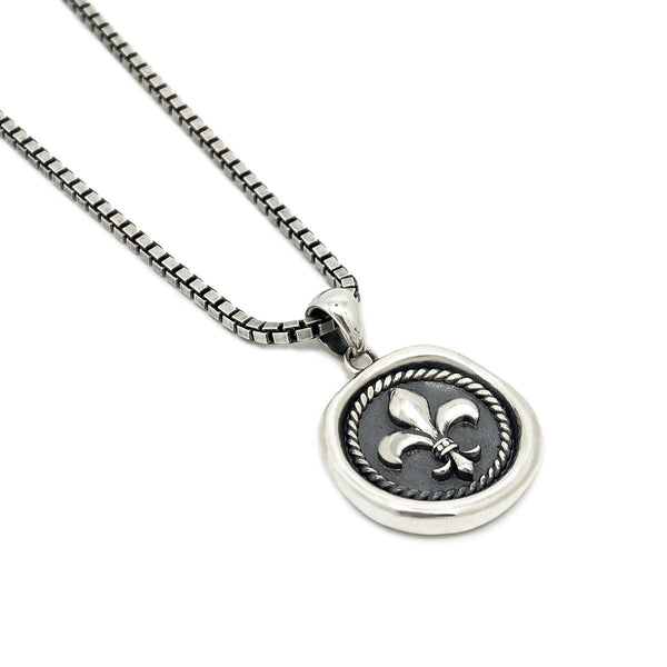 Fleur De Lis Silver Men Necklace Roano Collection 