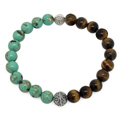 Men's Wristband bali turquoise & Tiger Eye Roano Collection 