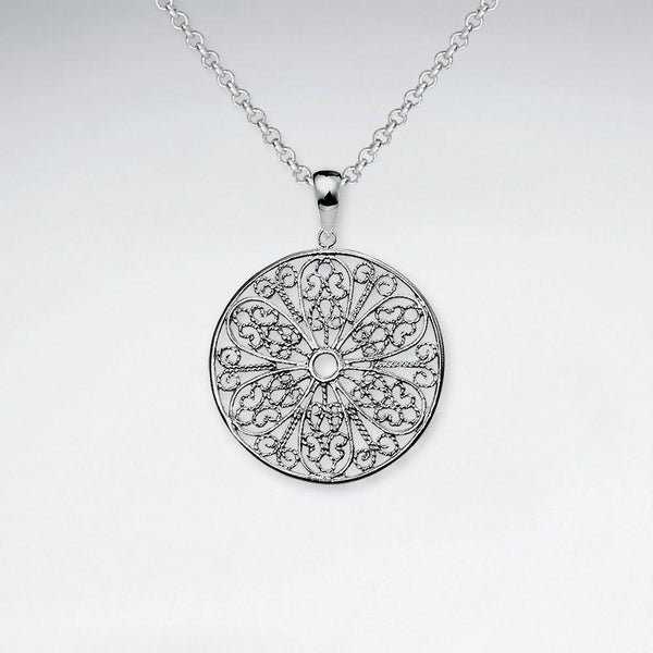 Round Pattern Silver Pendant - Roano Collection 